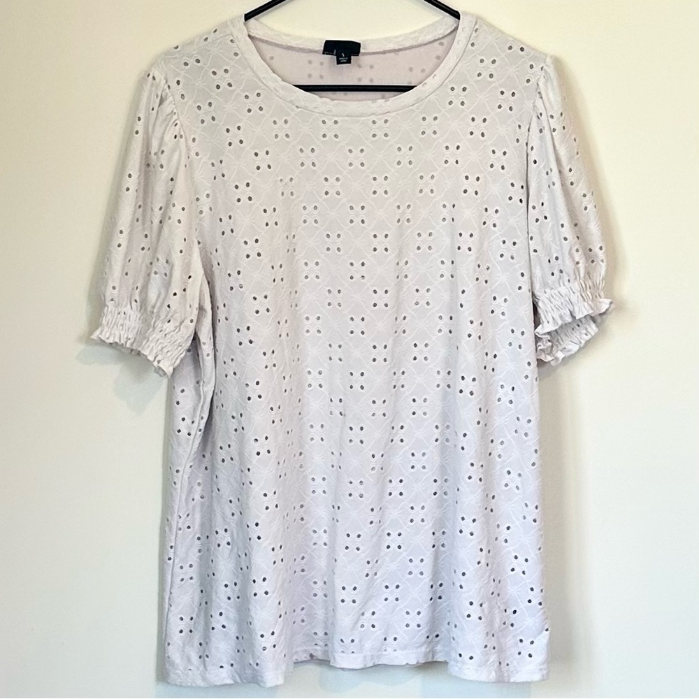 Torrid White Lilac Eyelet Blouse - Size: 1